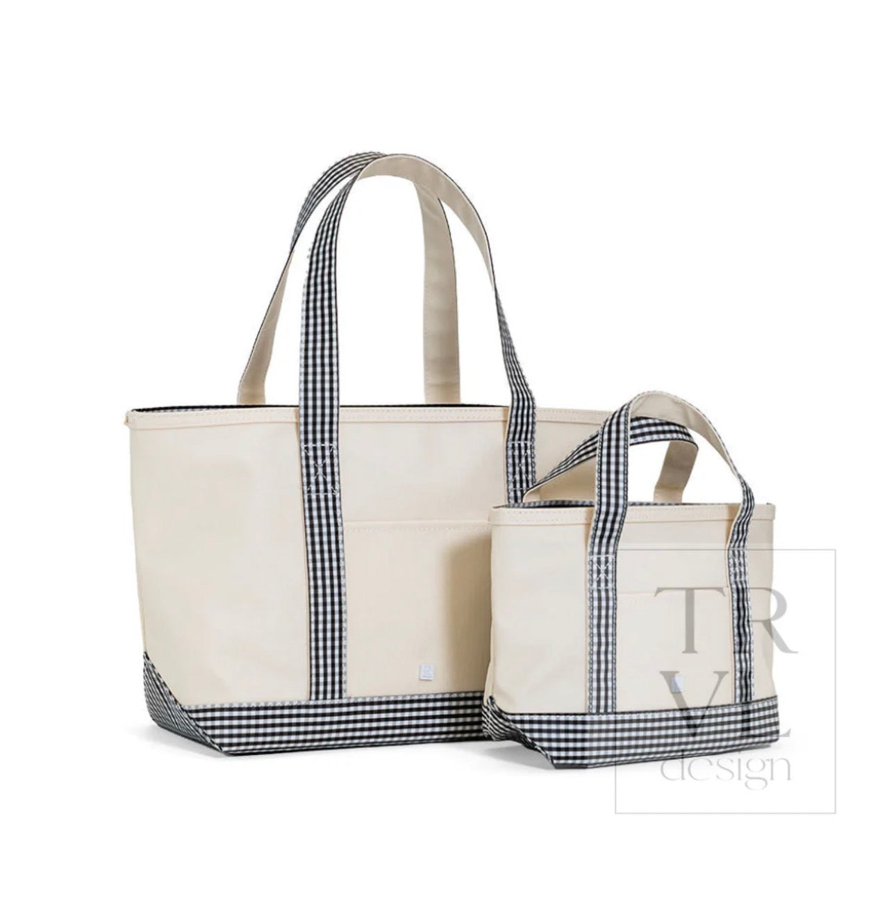 TRVL Medium Tote-Coated Canvas with Gingham Black