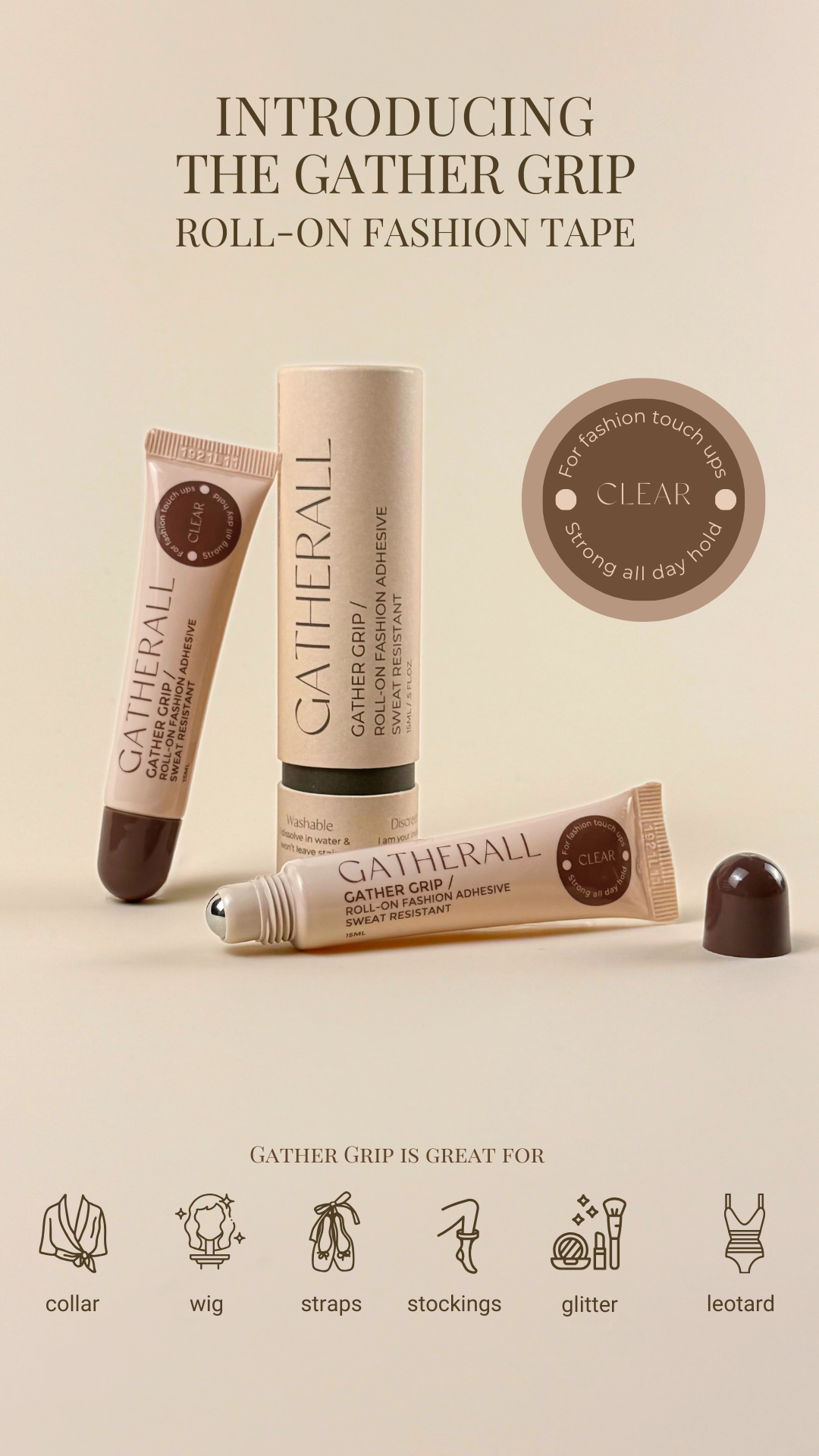 Gather Grip Roll-On Fashion Adhesive