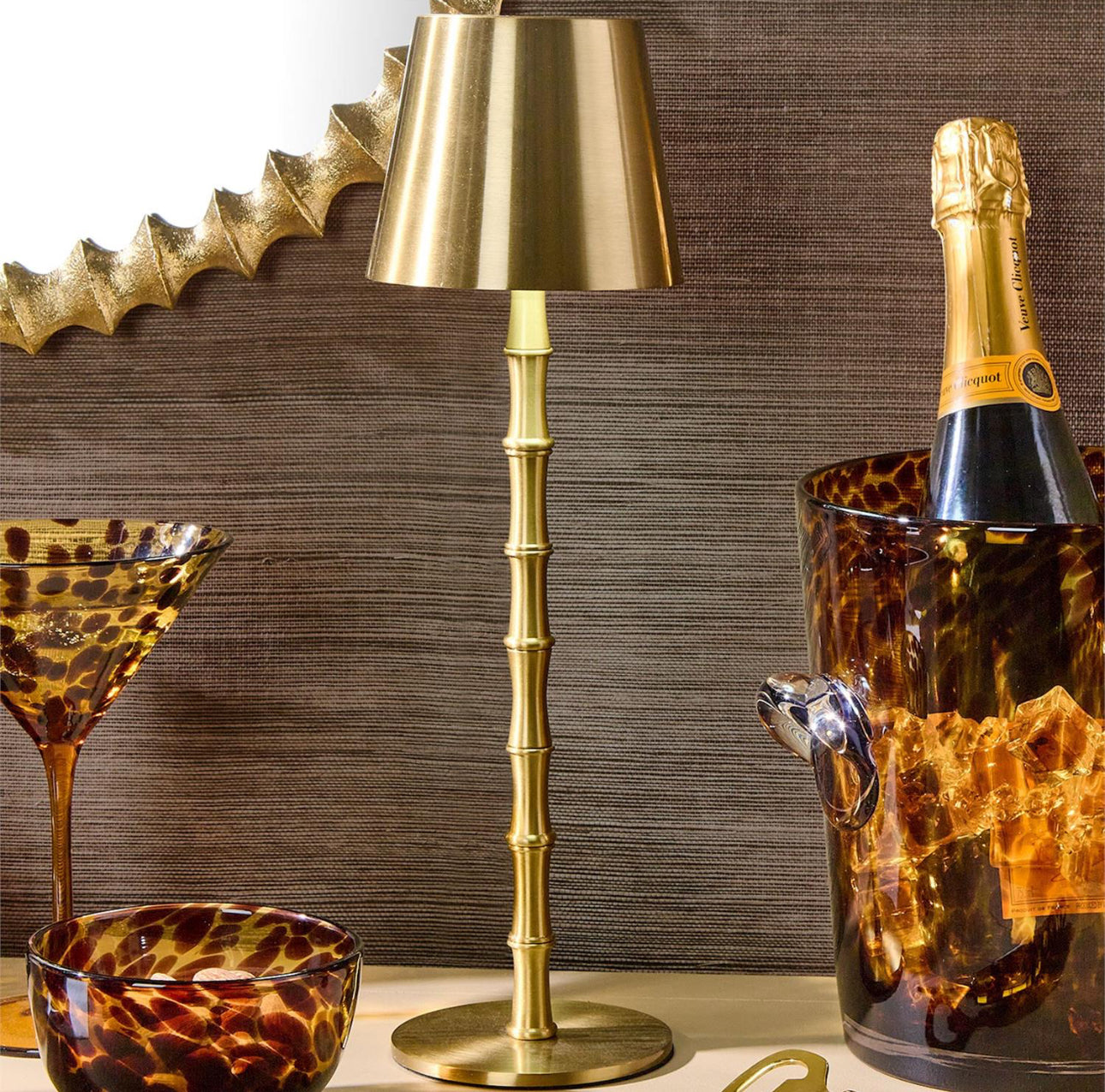Gold Bamboo LED Portable Lamp
