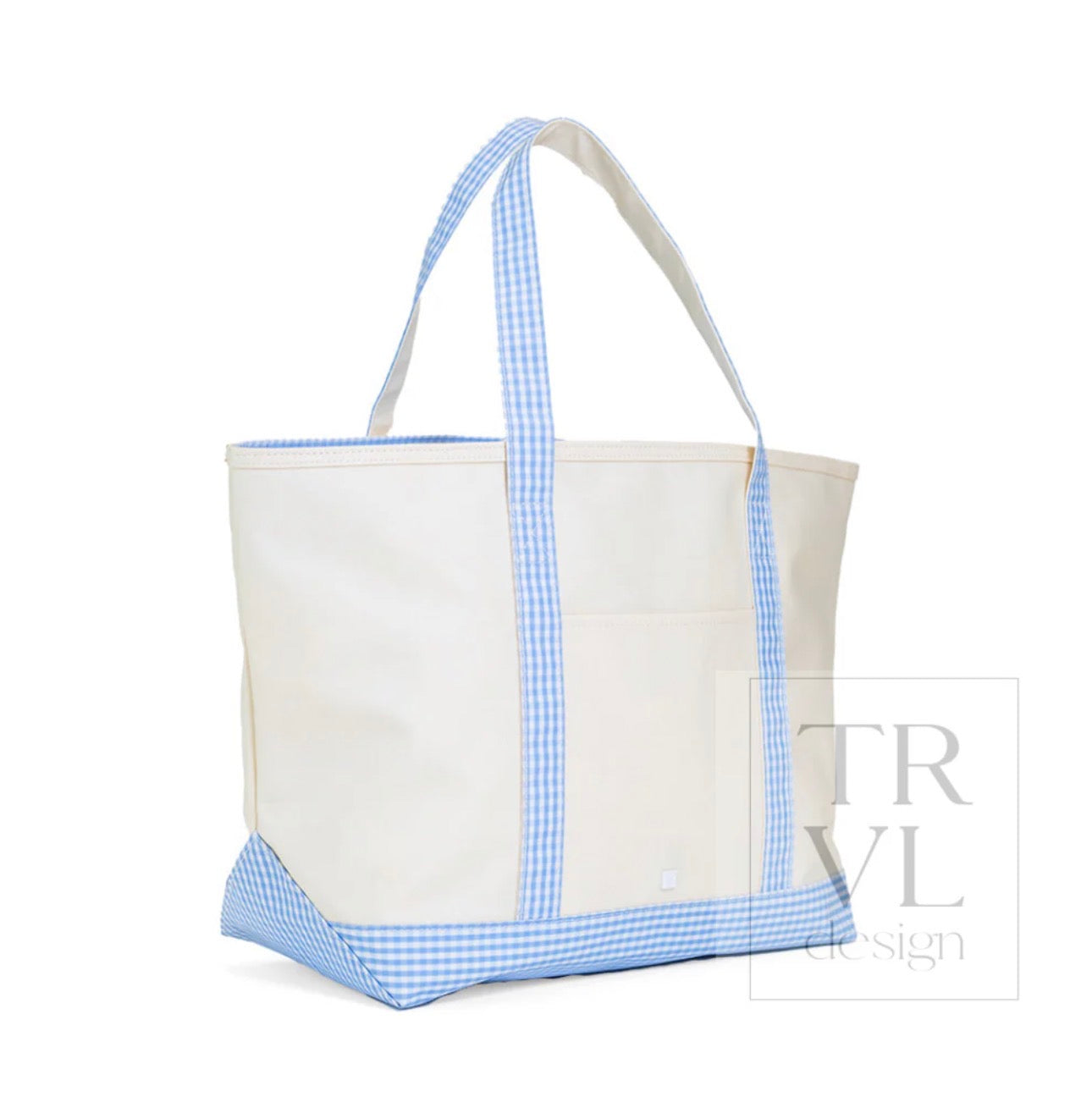 TRVL Maxi Tote-Coated Canvas with Gingham Sky