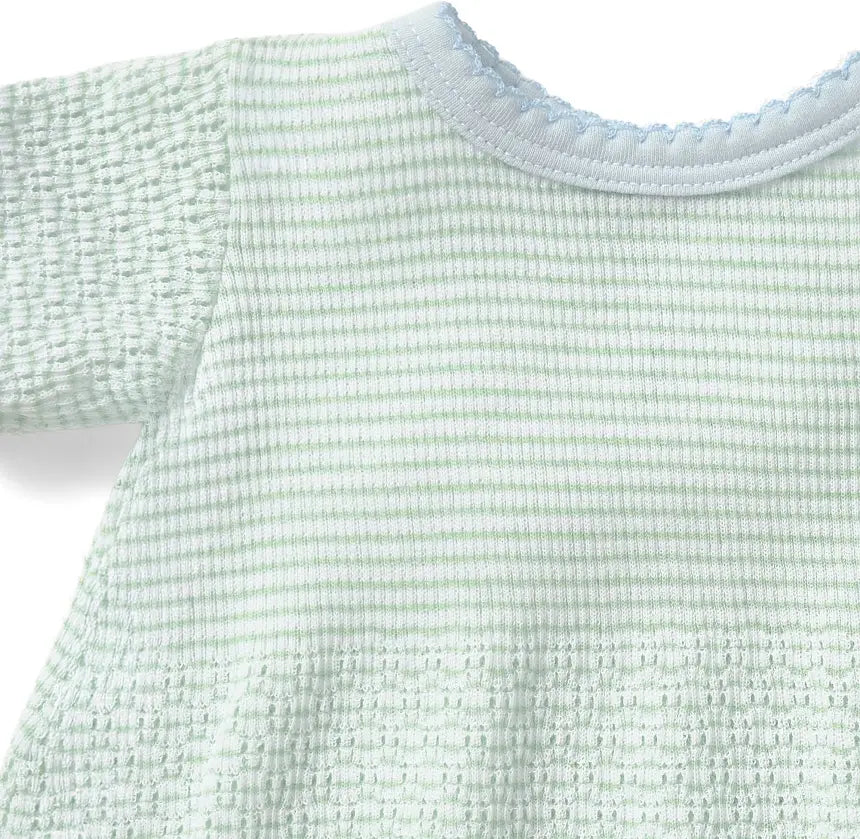 Paty Knit Solid Color Bubble with Pima Trim-Mint with Blue Trim-Newborn