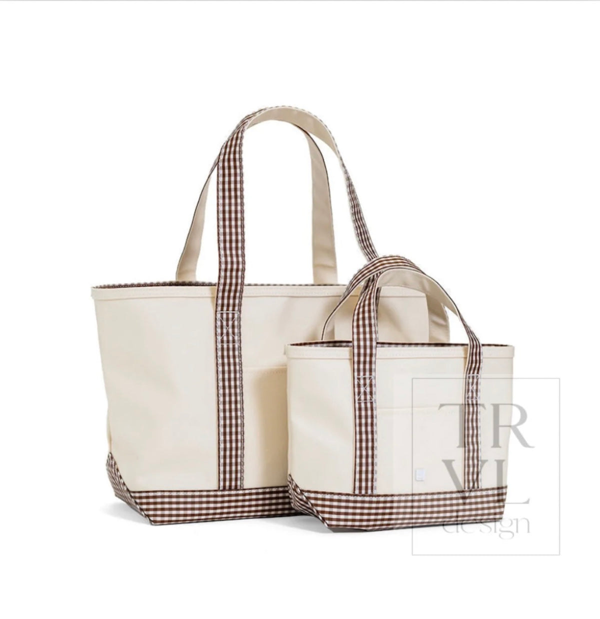 TRVL Mini Tote-Coated Canvas with Brown Gingham