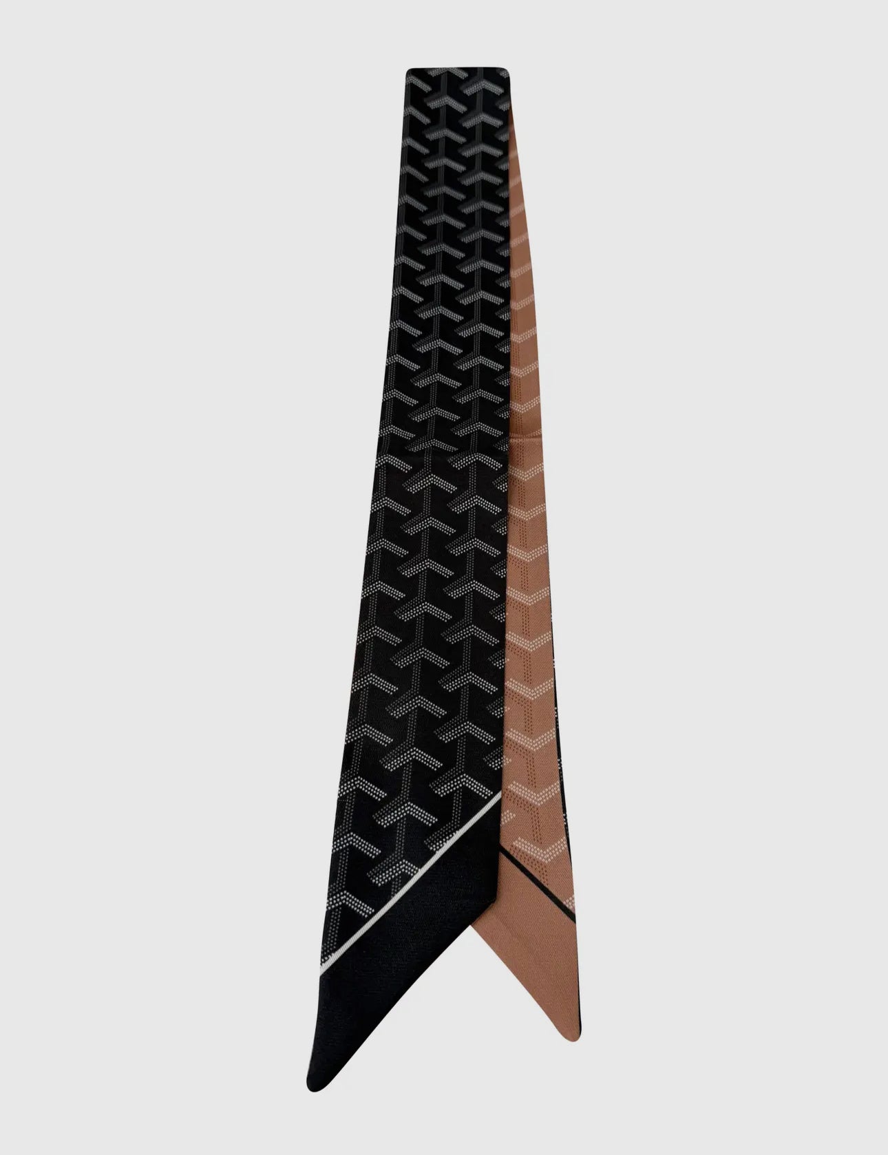 Black and Brown Herringbone Scarf Necklace with Heart Charm