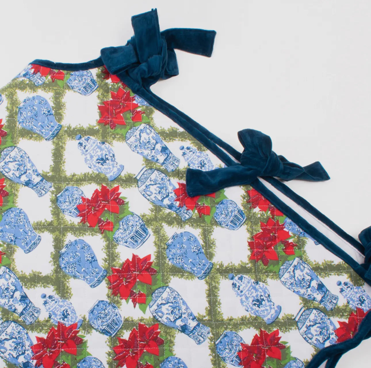 Chinoiserie Poinsettia Quilted Tree Skirt