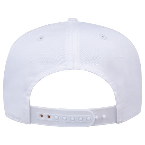 White Canvas 5 Panel Mid Profile Baseball Cap
