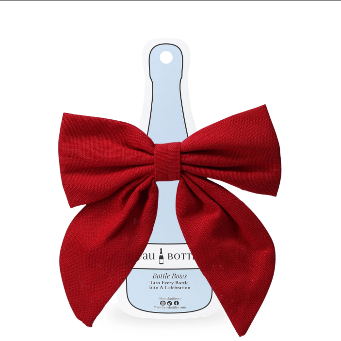 Red Linen Bottle Bow