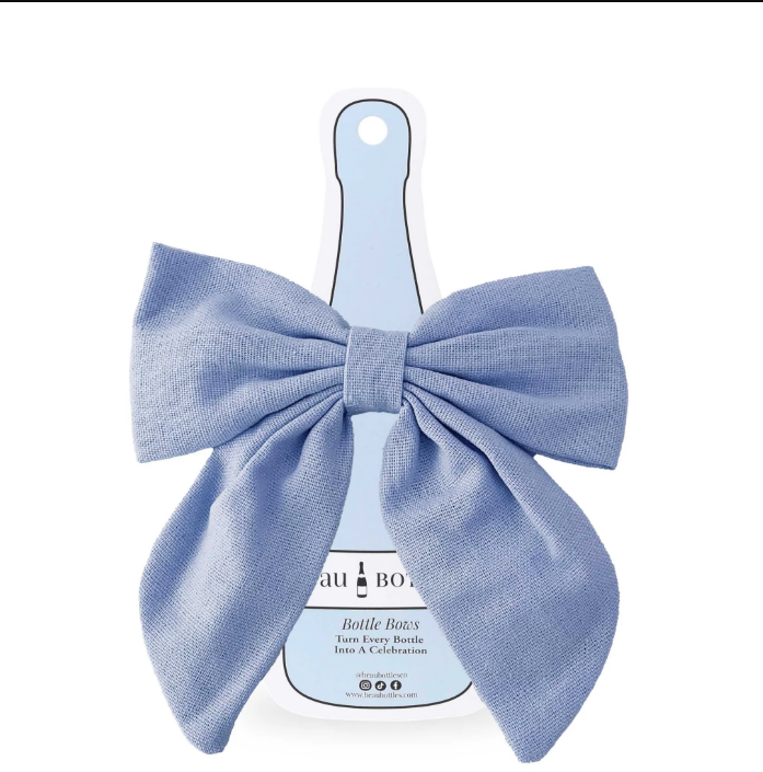 Blue Linen Bottle Bow