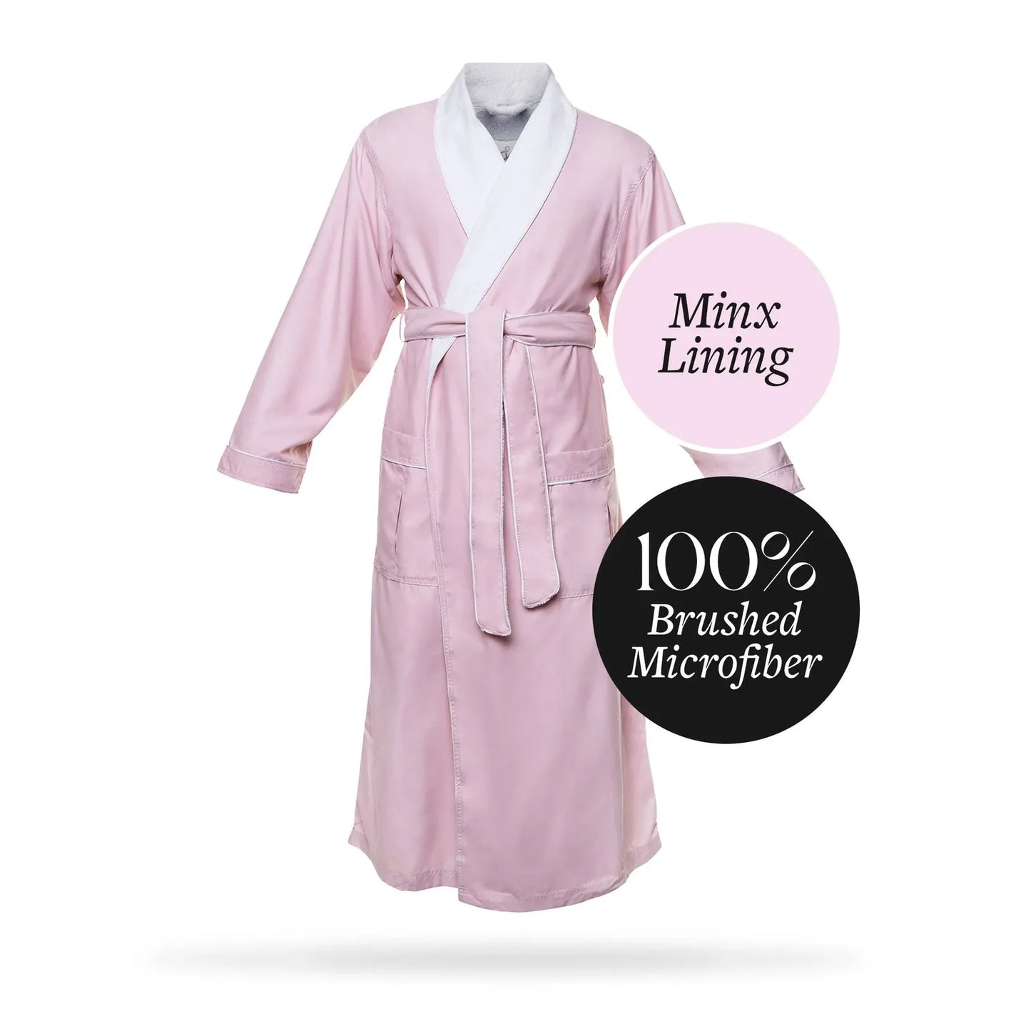 Pink Microfiber Plush Robe with Minx Plush Lining