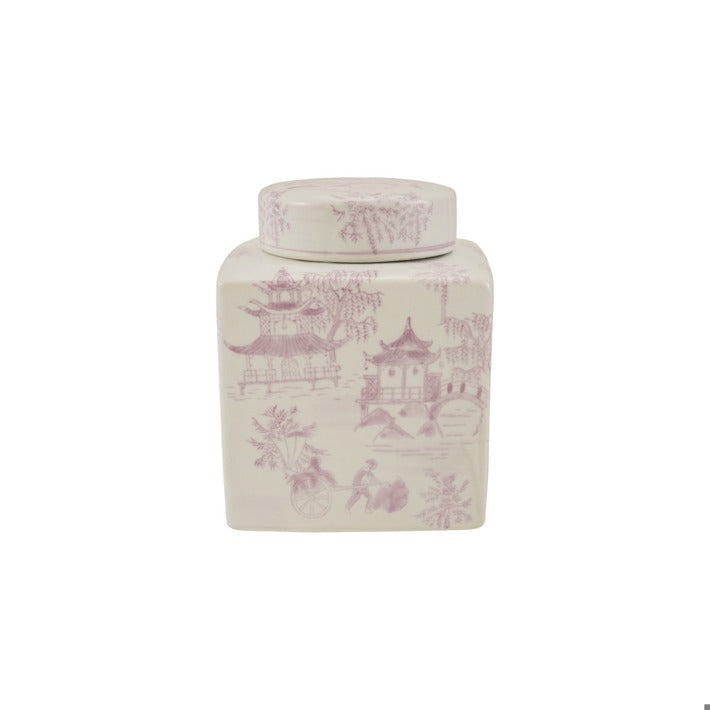 Lilac Chinoiserie Ceramic Ginger Jar