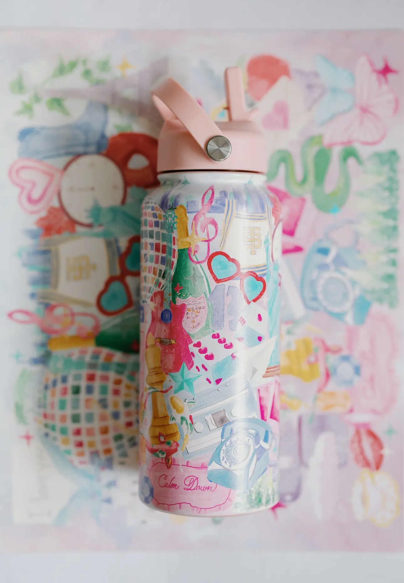 32oz Taylor Swift Insulated Water Bottle with Straw Lid