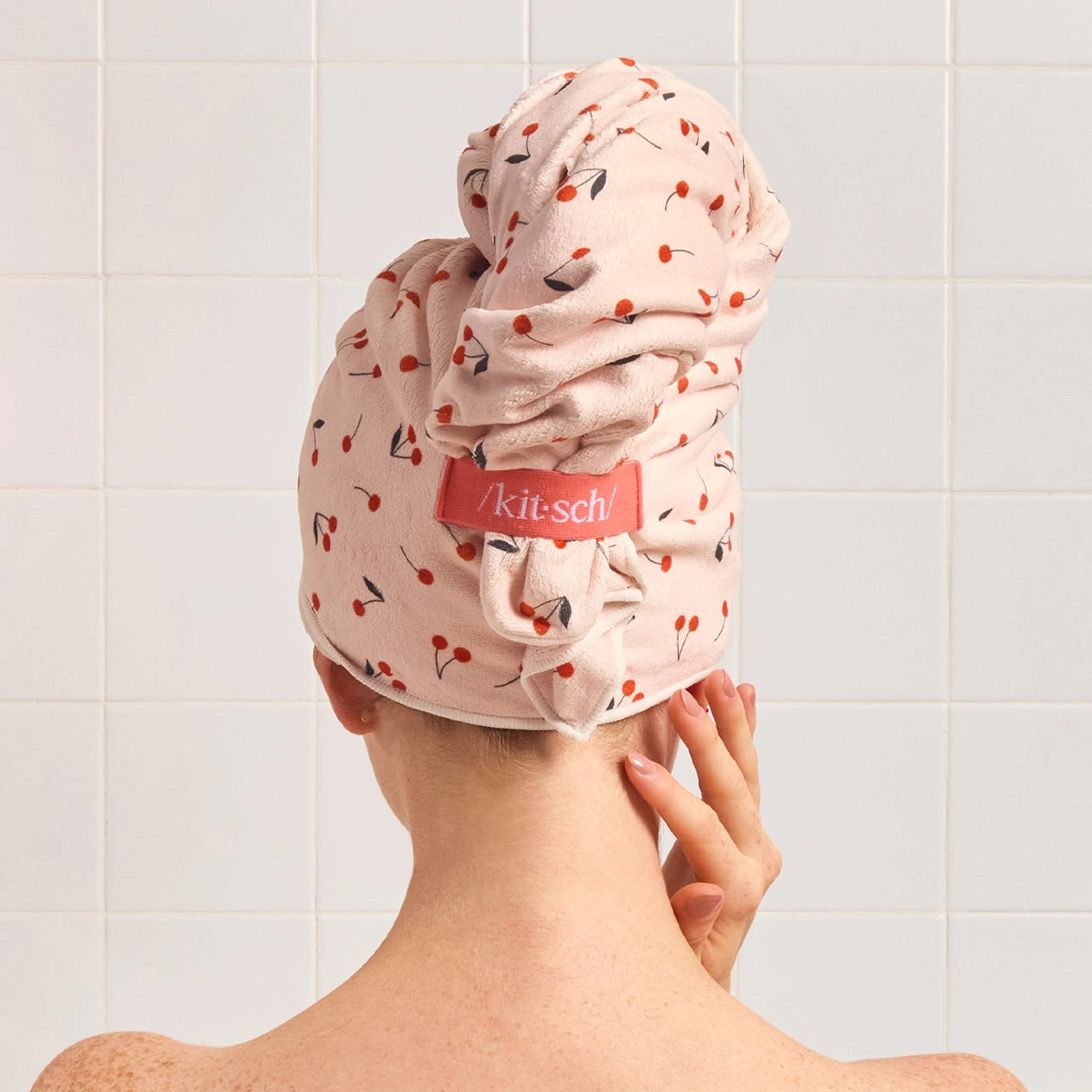 XL Hair Towel Wrap-Cherry print