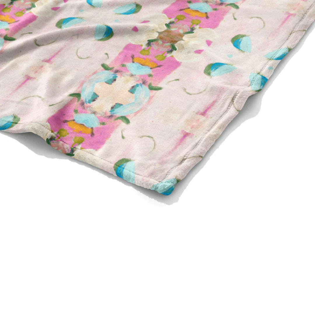 Monets Garden Pink Fleece Blanket