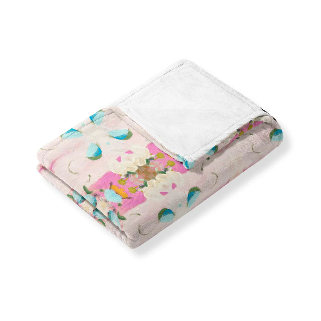 Monets Garden Pink Fleece Blanket