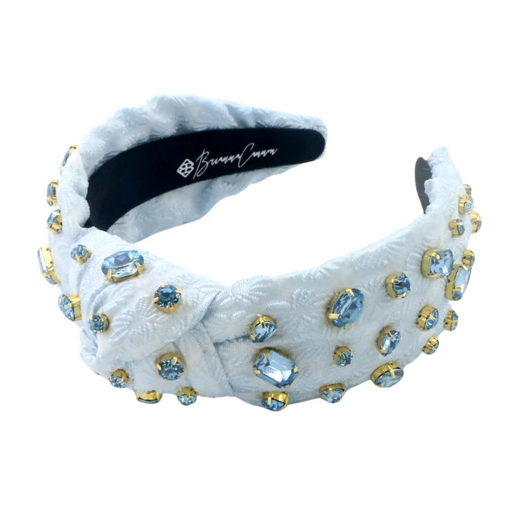 Light Blue Textured Headband with Crystals