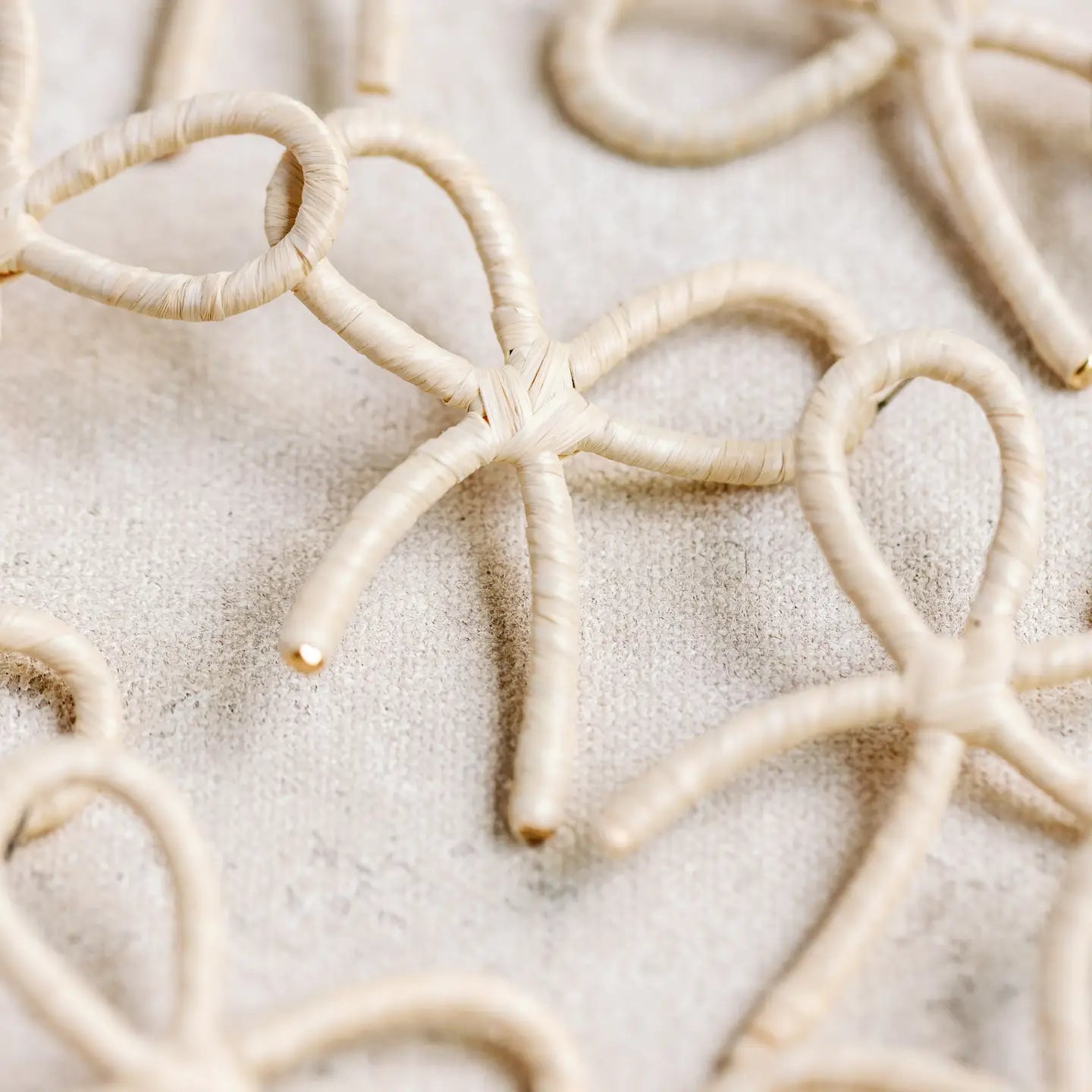 Natural Raffia Wrapped Bow Statement Earrings