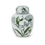 Green and White Chinoiserie Ginger Jar