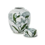 Green and White Chinoiserie Ginger Jar