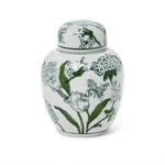 Green and White Chinoiserie Ginger Jar