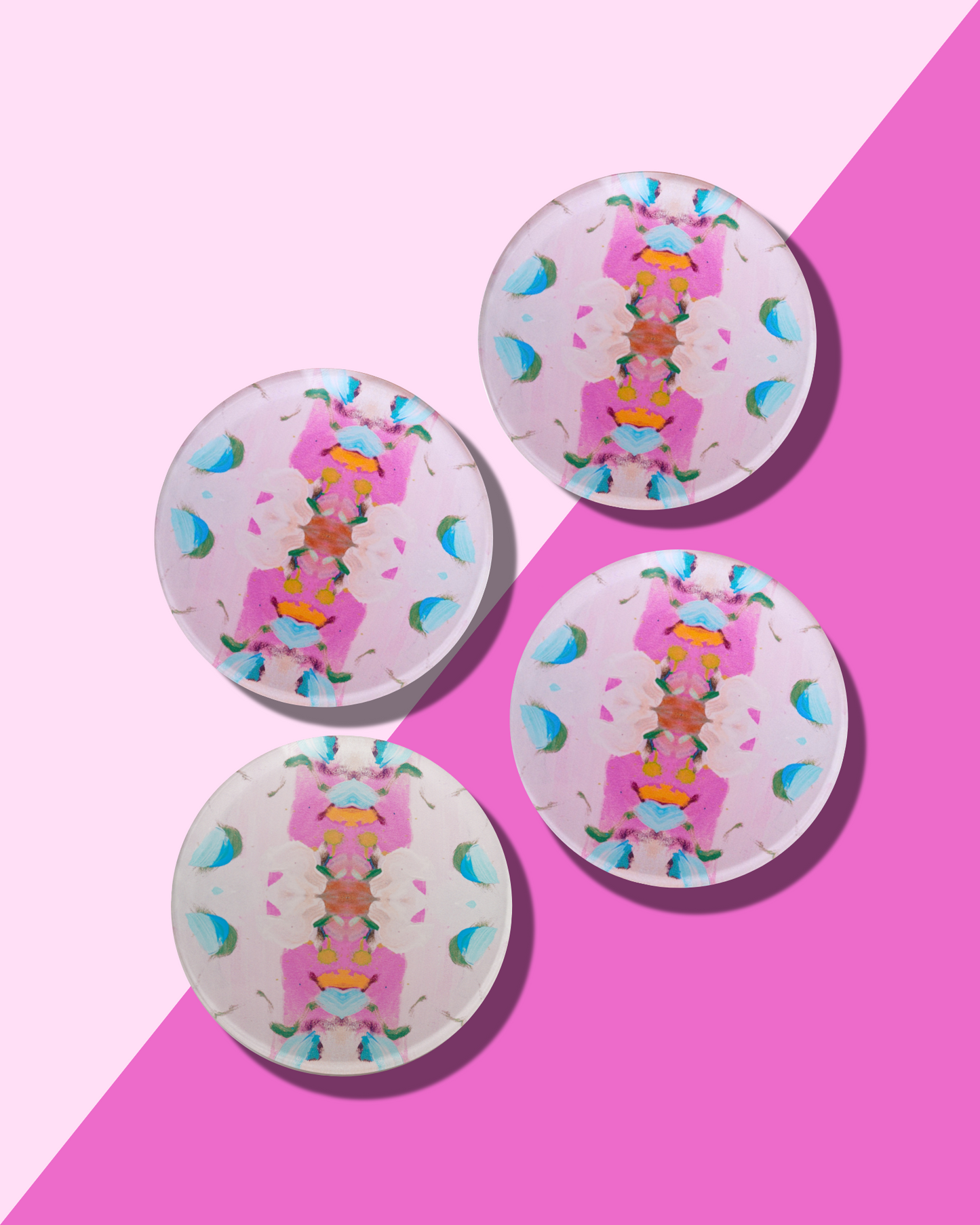 Monets Garden Pink Coaster - 4 Pack
