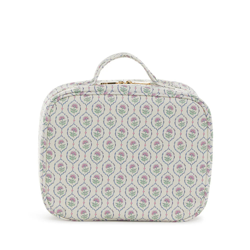 Trvl-LUXE Cosmetic Toiletry Case - ANTIBES with Navy Pinstripe Liner