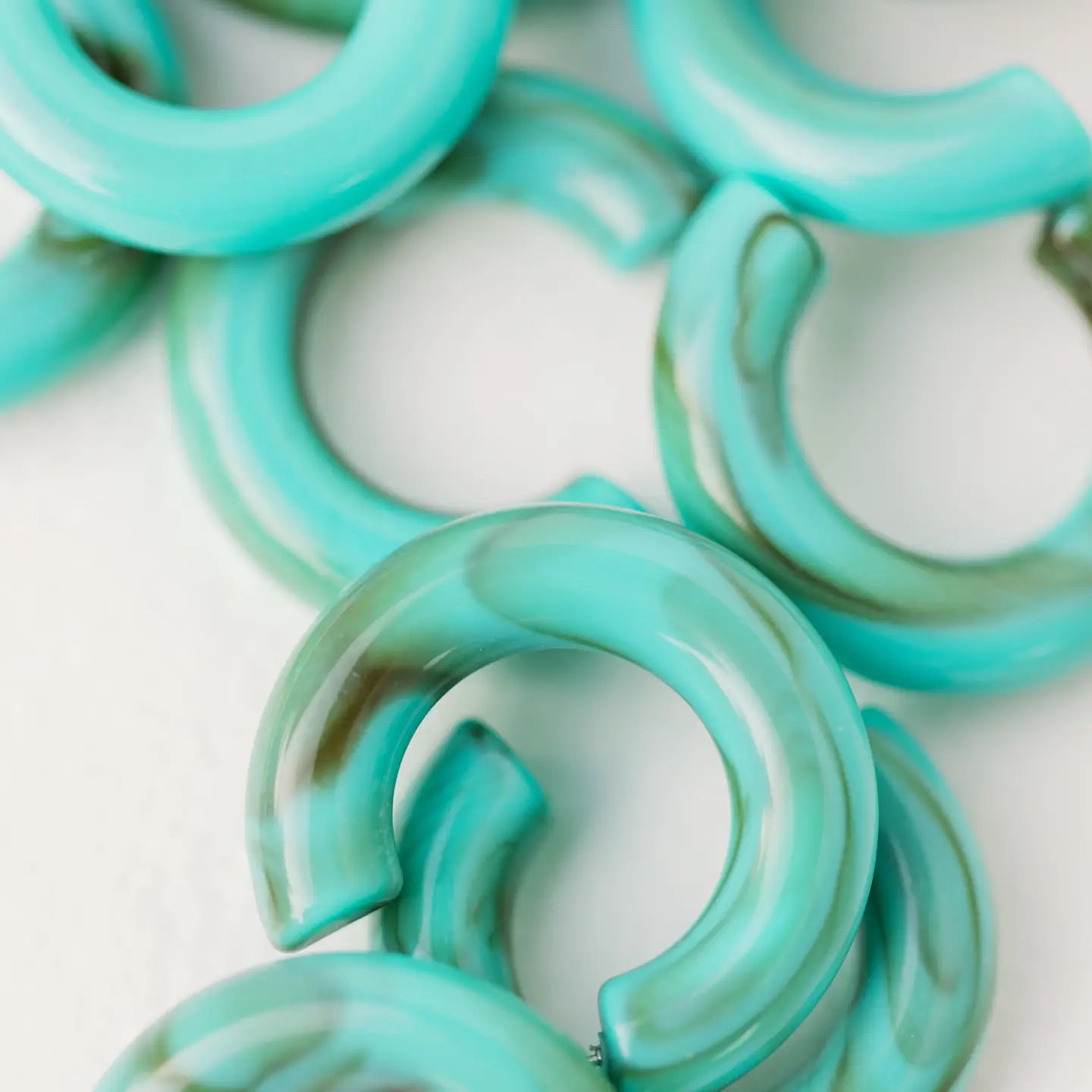 Turquoise Chunky Lucite Statement Hoop Earrings