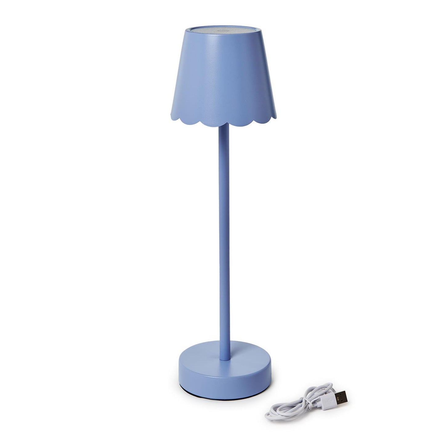 Blue LED Cordless Table Lamp with Scalloped Edge