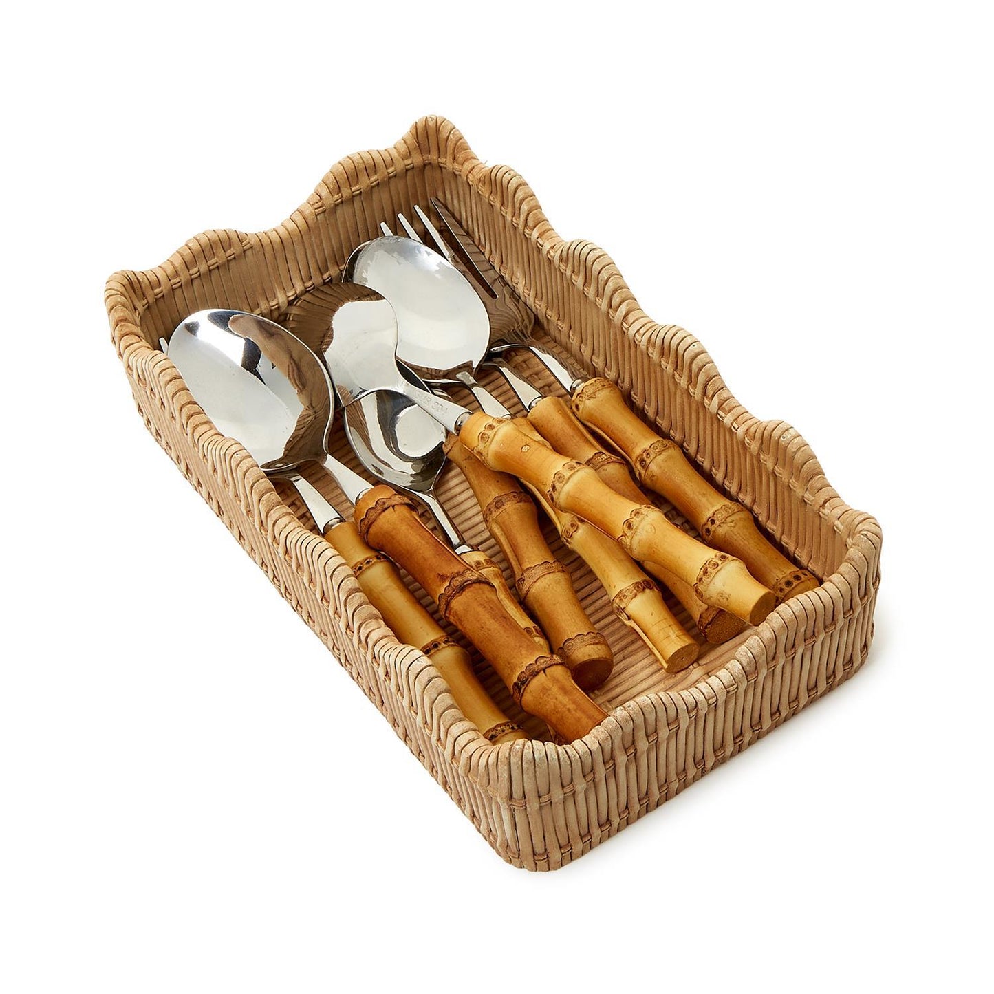 Scalloped Edge Guest Napkin Holder- Faux Wicker