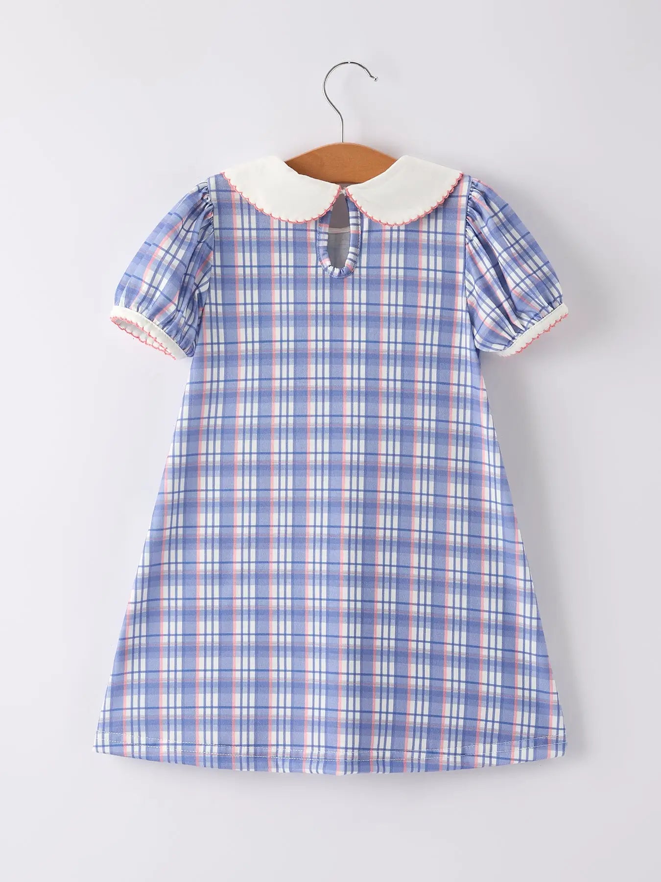 Back To School Pocket Applique Check Girls Dress
