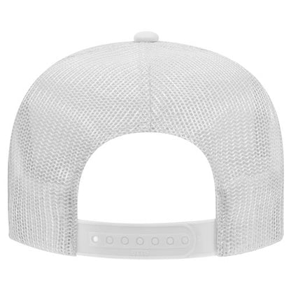White 5 Panel High Crown Mesh Back Trucker Hat