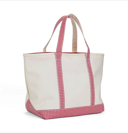 TRVL Maxi Tote-Coated Canvas Red Gingham
