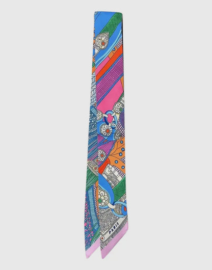 Multi Color scarf necklace with Raya Charm