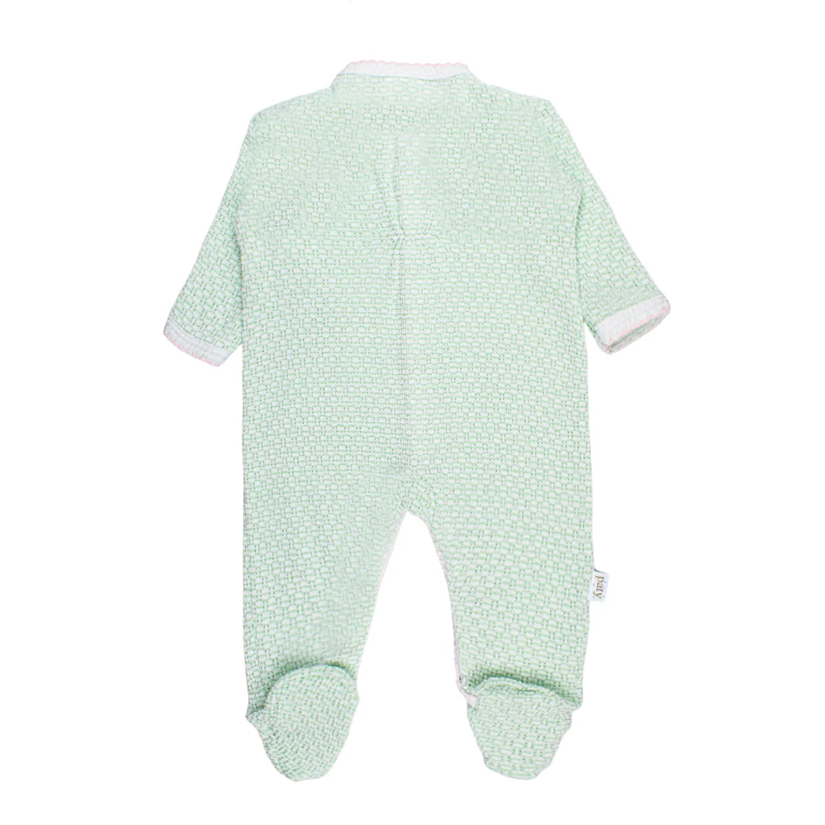 Paty Knit Solid Color Footie-Grey with Blue-3 month