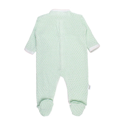 Paty Knit Solid Color Footie-Grey with Blue-3 month