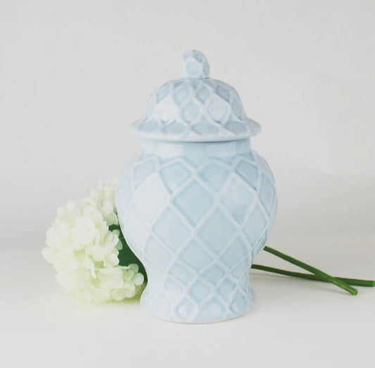 Light Blue Textured Ginger Jar-Large