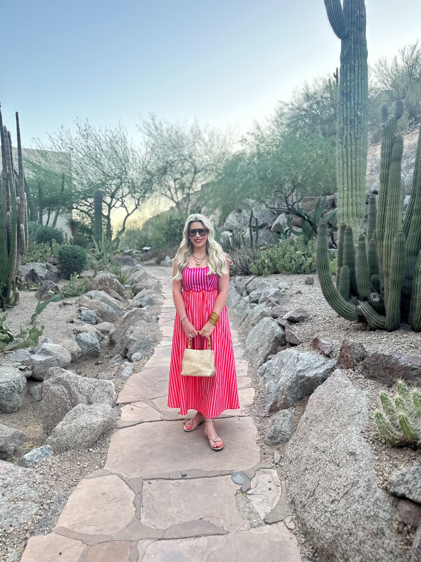 Pink and Red Striped Dress
