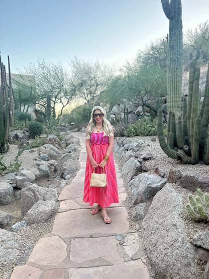 Pink and Red Striped Dress