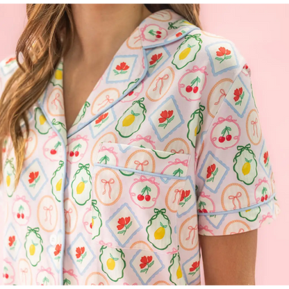 Fruit Ruffle Hem Pajama Set