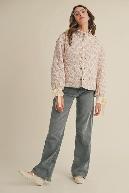 Pink Floral Quilted Jacket