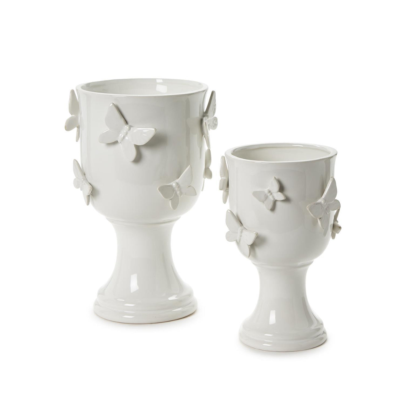 White Butterfly Pedestal Cachepot
