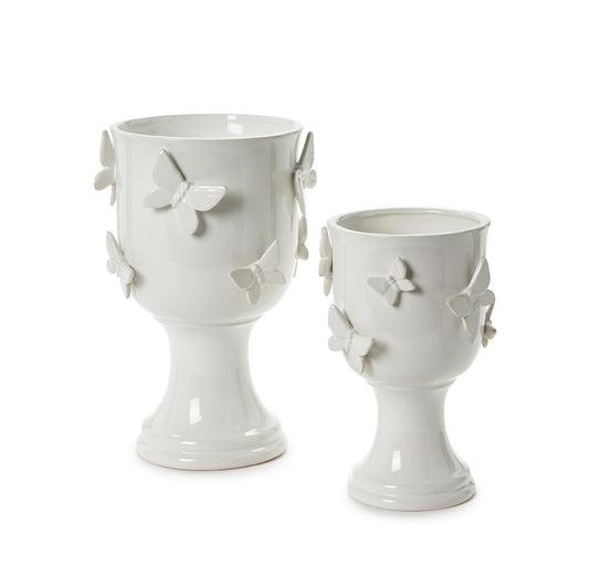 White Butterfly Pedestal Cachepot