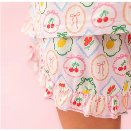 Fruit Ruffle Hem Pajama Set