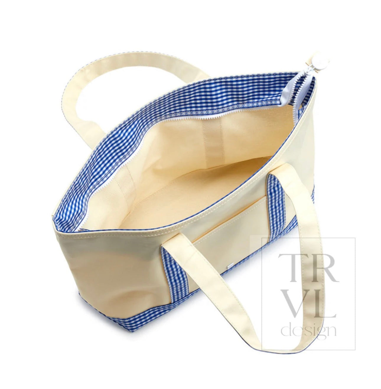 TRVL Medium Tote-Coated Canvas with Gingham Sky