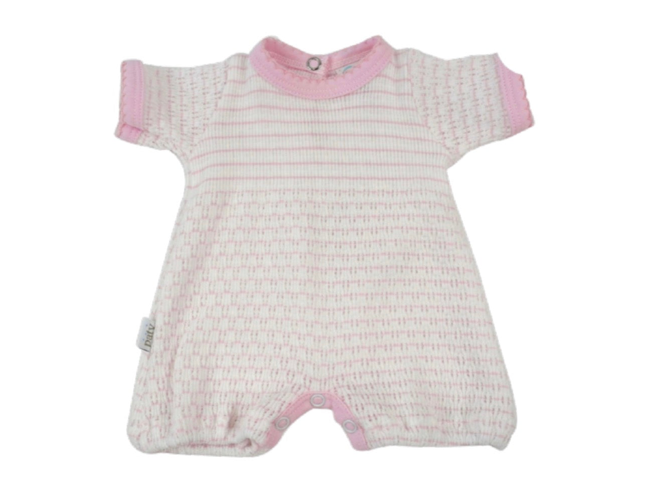 Paty Knit Solid Color Bubble with Pima Trim-Pink-3 months