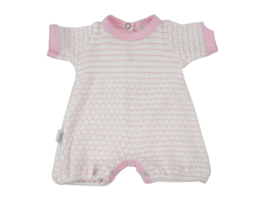 Paty Knit Solid Color Bubble with Pima Trim-Pink-3 months