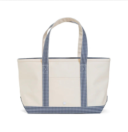 TRVL Medium Tote-Coated Canvas Navy Ginham