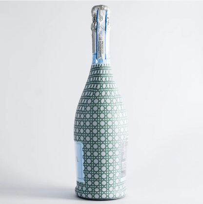 Green and White Cane Bottle Wrap- Prosecco Edition