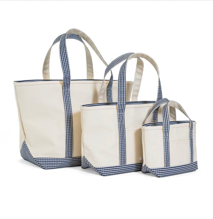 TRVL Maxi Tote-Coated Canvas Navy Gingham