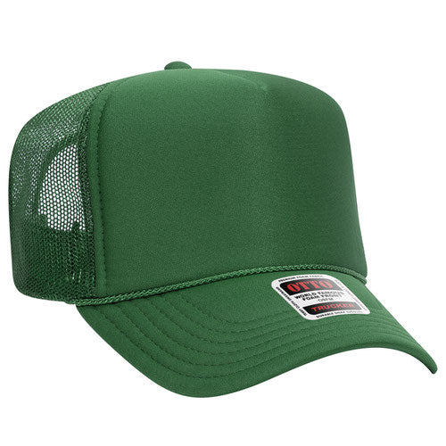 Kelly Green 5 Panel High Crown Mesh Back Trucker Hat