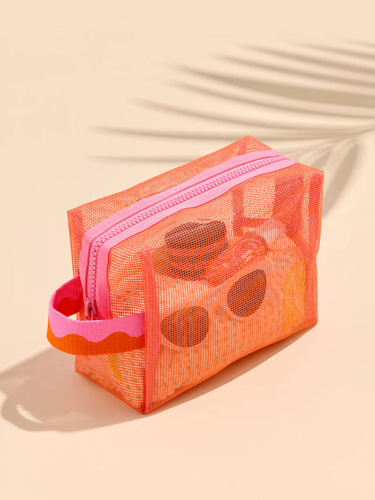 Camden Mesh Zip Pouch-pink and orange