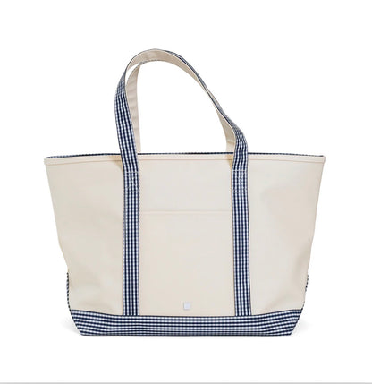 TRVL Maxi Tote-Coated Canvas Navy Gingham